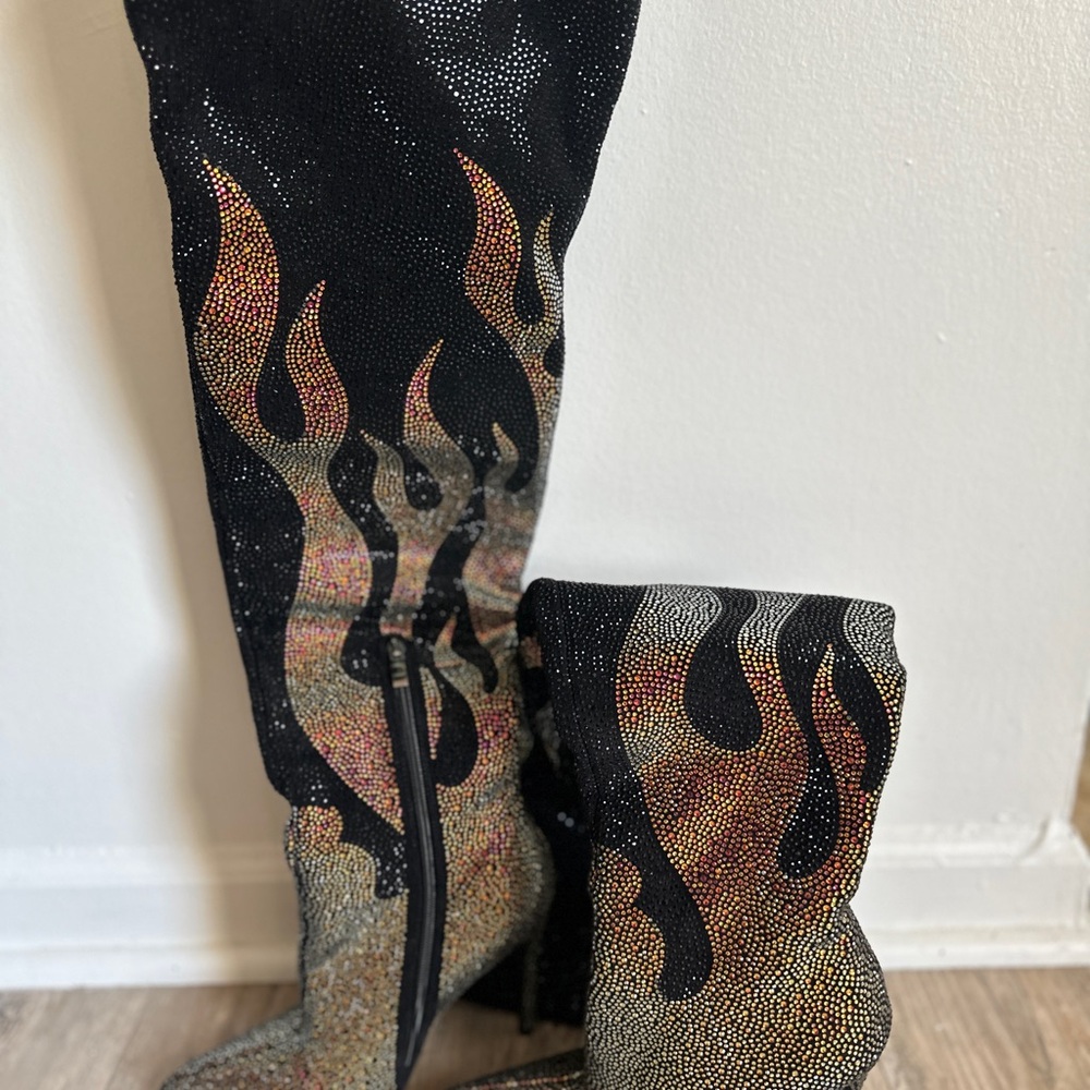 AKIRA BLING OF FIRE STILETTO BOOTS